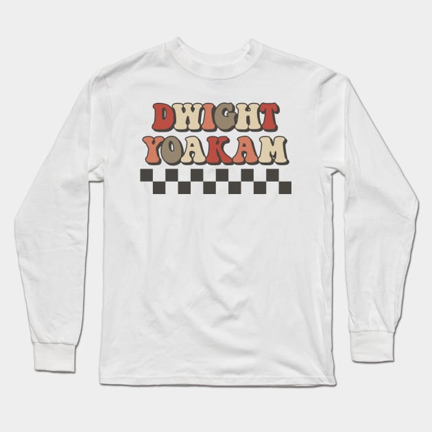 Dwight Yoakam Checkered Retro Groovy Style Long Sleeve T-Shirt by Lucas Bearmonster